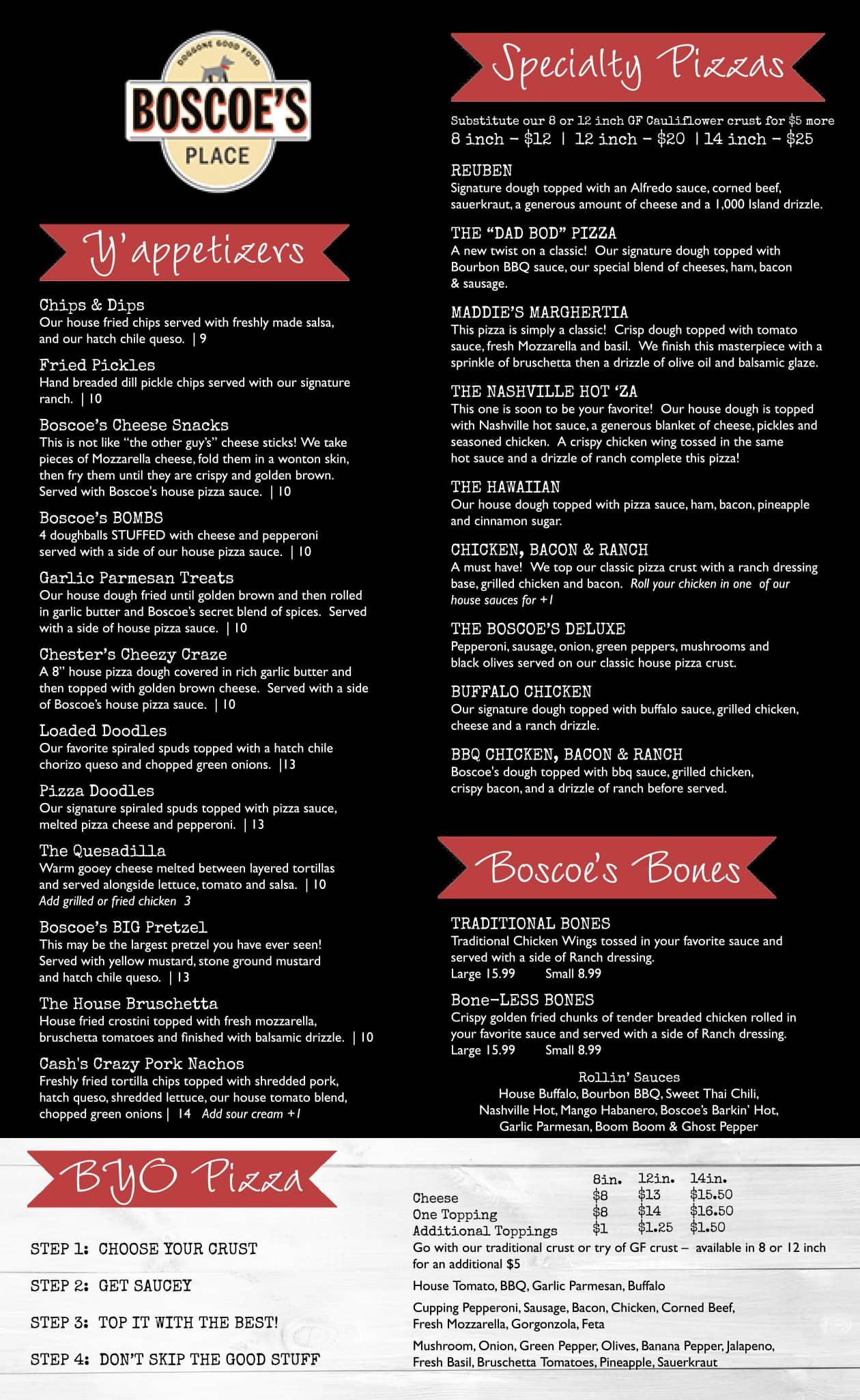 Boscoe's Place Menu | Covington, Ohio